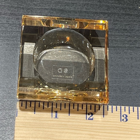 Simon Designs Design Amber Shimmer Tea Light Candle Holder Jewel Crystal EUC - Picture 9 of 10